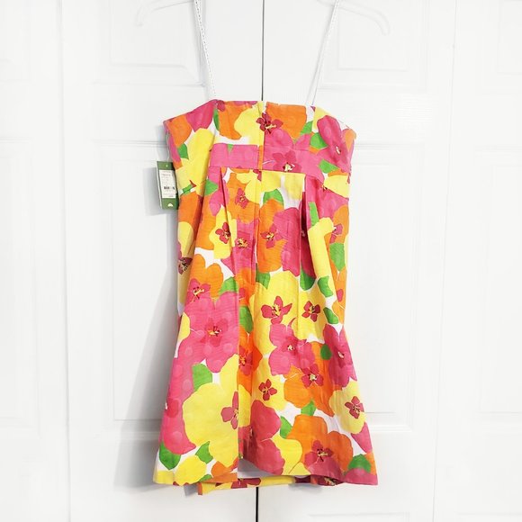 Lilly Pulitzer Strapless Floral Dress - Vibrant Pink, Orange, Yellow - Picture 4 of 14
